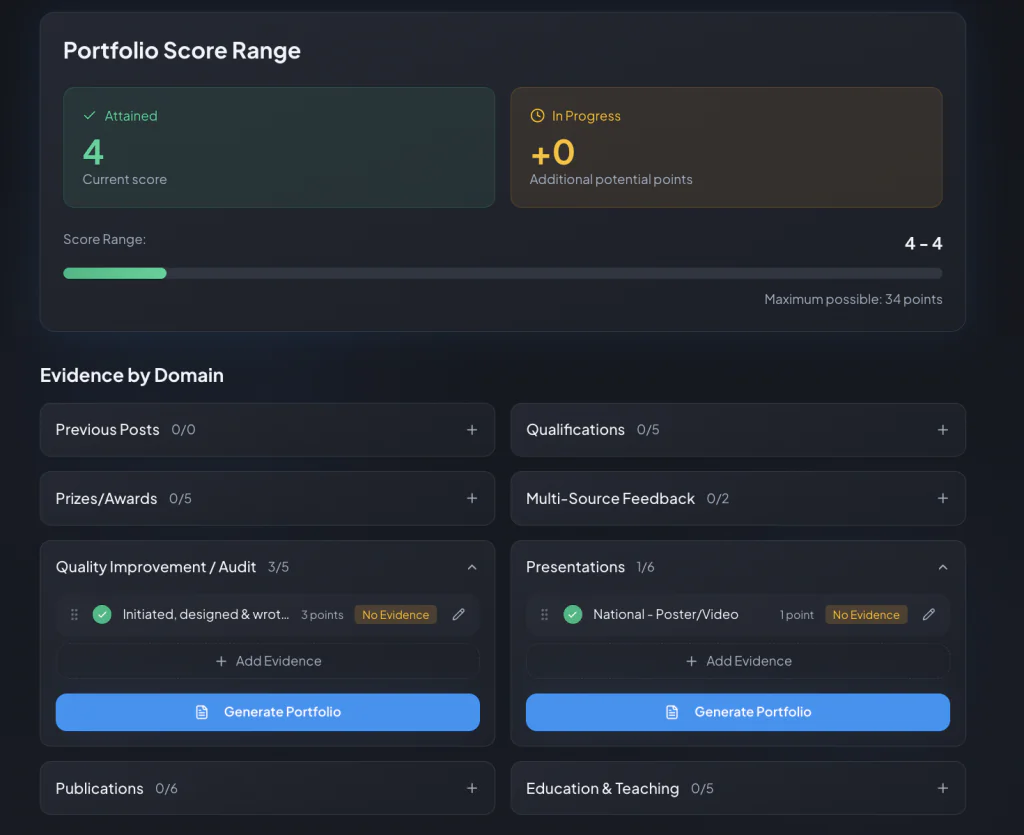 SmartOST Portfolio - See your portfolio score at a glance with evidence tracking by domain