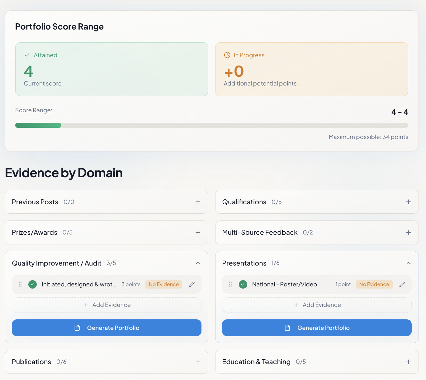 SmartOST Portfolio - See your portfolio score at a glance with evidence tracking by domain